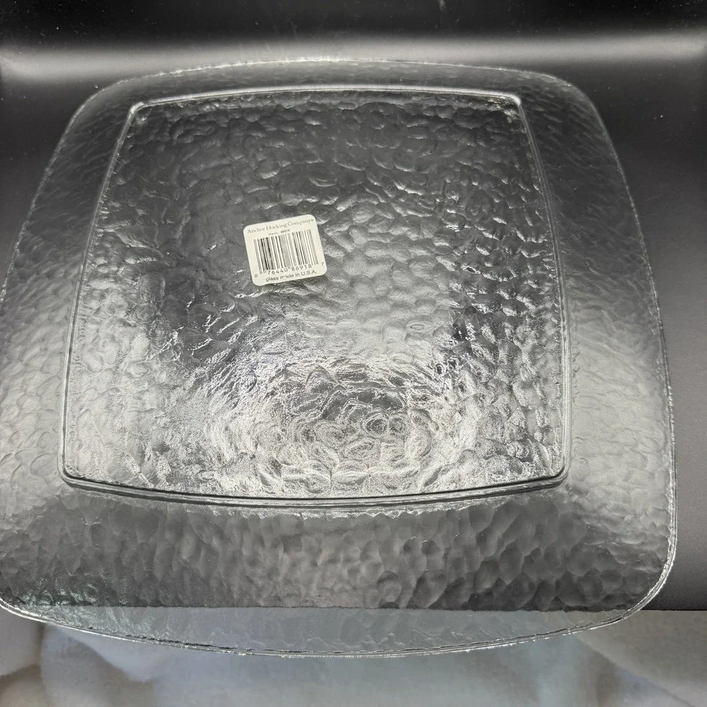 Vintage Anchor Hocking Madison textured clear square 12